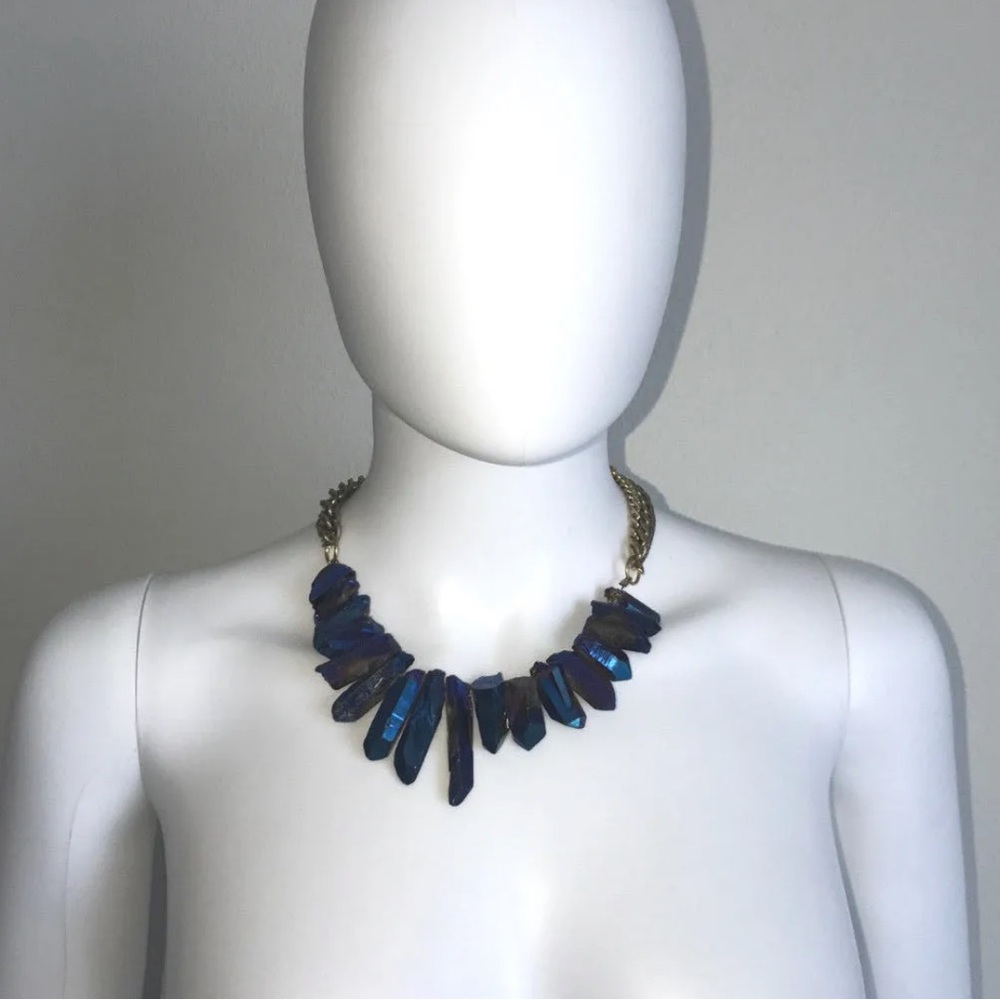 JANNA CONNER *Rock Crystal* chunky quartz statement collar boho necklace